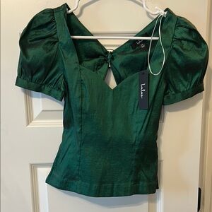 Lulu's Green Puff Sleeve Top